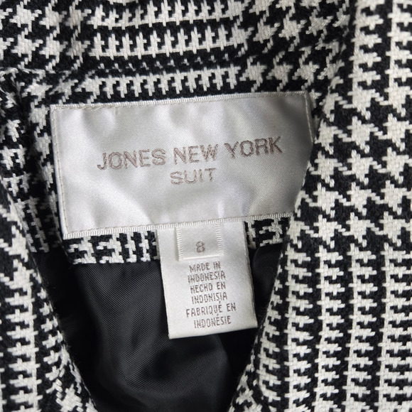 90s Jones New York Houndstooth Belted Office Blazer Prince of Wales Size 8 NWT - Picture 10 of 15
